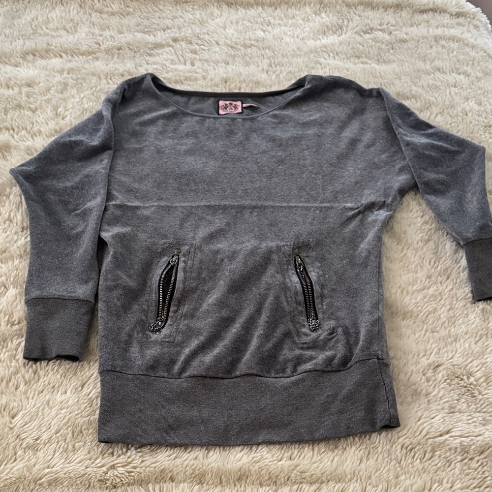 Y2K Vintage Juicy Couture Gray Velour Tunic Top